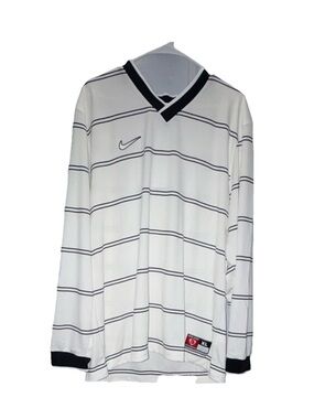 Nike White and Black Striped Long Sleeve Jersey